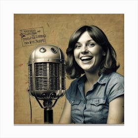 Woman With A Microphone Canvas Print