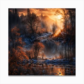 Sunset In The Forest Canvas Print