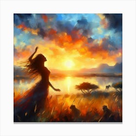 Giraffe At Sunset Canvas Print