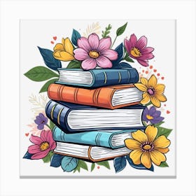 Books With Flowers 6 Canvas Print