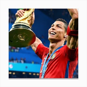 Ronaldo Celebrates Winning The World Cup Canvas Print