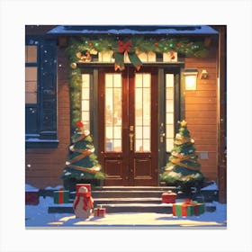 Christmas Decoration On Home Door Golden Ratio Fake Detail Trending Pixiv Fanbox Acrylic Palette (4) Canvas Print