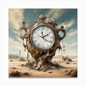 Clock In The Desert Canvas Print