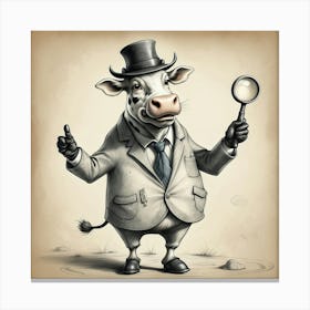 Cow With Magnifying Glass 2 Canvas Print