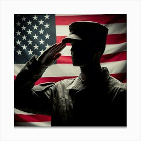 Soldier Saluting American Flag 1 Canvas Print