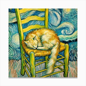 Cat Sleeping On A Chair Leinwandbild