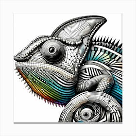 Chameleon - Abstract Line Art Illustration 141 Canvas Print