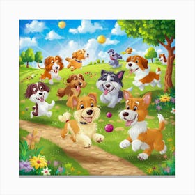 Dogs In The Park Canvas Print