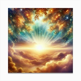 Heavenly Sky With Stars And Clouds Canvas Print