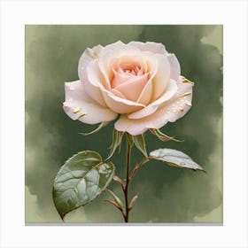 Pale Pink Rose On Grey 03 Canvas Print