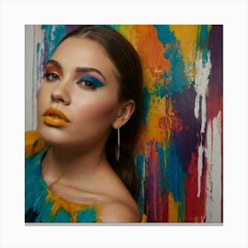 Beautiful Woman With Colorful Makeup Canvas Print