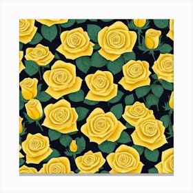 Yellow Roses Seamless Pattern 2 Canvas Print