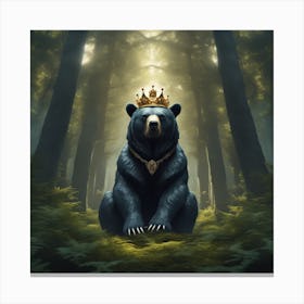 King Bear In The Forest Canvas Print