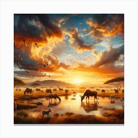 Sunset In The Savannah Canvas Print