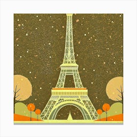 Winter, Paris Eiffel Tower, Midcentury Canvas Print