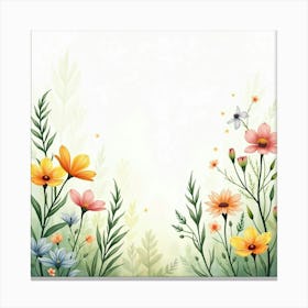 Serene Watercolor Glade With Enchanted Wildflowers 1 Canvas Print