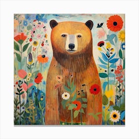 Bear and flowers 2 Canvas Print