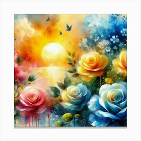 Roses At Sunset oil painting abstract painting art Canvas Print