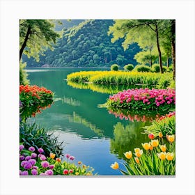 Tulips In The Garden Canvas Print