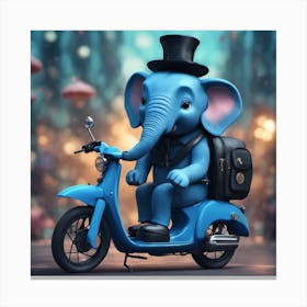 Elephant On A Moped Canvas Print