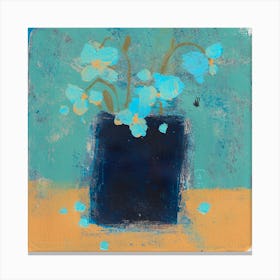 Blue Pansies In Indigo Jar Square Canvas Print