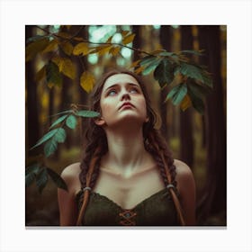 Portrait Of A Girl In The Forest Canvas Print