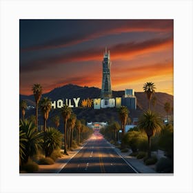 Sunset In Hollywood Canvas Print