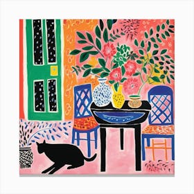 Cat At The Table 7 Canvas Print