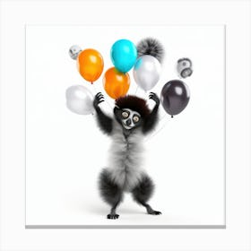 Lemur With Balloons 3 Canvas Print