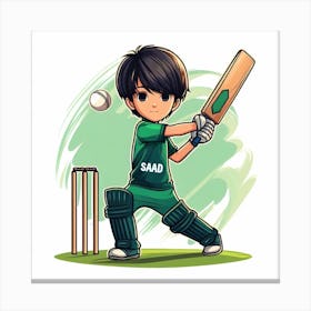 Cartoon Cricket Player 1 Canvas Print