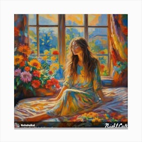 Girl By The Window Canvas Print