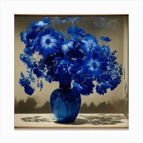 Blue Flowers In A Vase Canvas Print