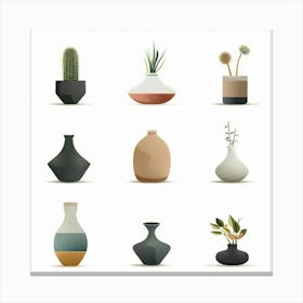 Cactus In Vase Canvas Print