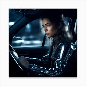 Girl Starting Security Isolated Dashboard Press Lock Control Car Circle Stop Ignition Sa (4) Canvas Print