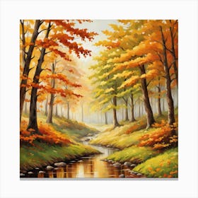 Forest In Autumn In Minimalist Style Square Composition 166 Canvas Print