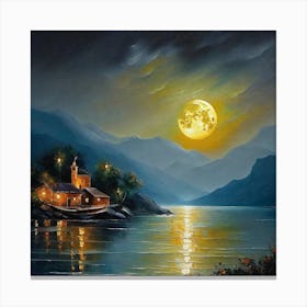 Moonlight Over Lake 1 Canvas Print