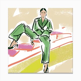 Woman In A Green Suit Canvas Print
