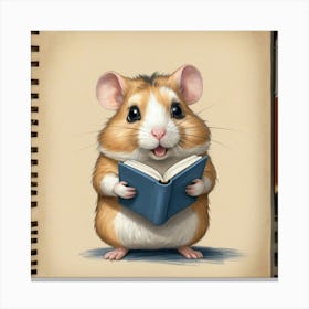 Hamster Reading A Book 6 Canvas Print