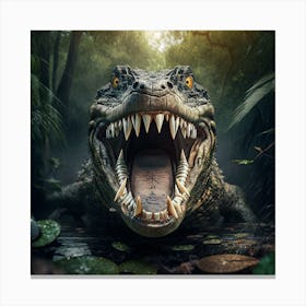 Crocodile In The Jungle Canvas Print