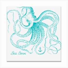 Octopus Cool Vintage Marine Biologist Ocean Sea Life 4 Canvas Print