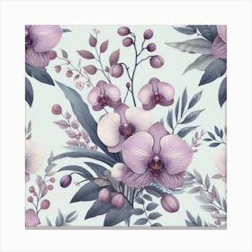 Scandinavian style,Pattern with lilac Orchid flowers 2 Canvas Print