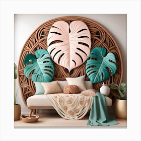 Tropical Living Room Bohemian Botanical Monstera 2 Canvas Print