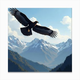 A Majestic Andean Condor Soaring Above The Mountains 1 Canvas Print