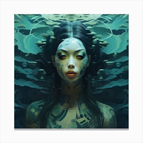 Asian Woman With Tattoos Canvas Print