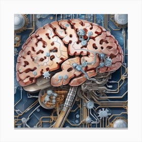 Brain On Circuit Board 32 Canvas Print