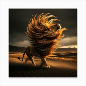 Lion In The Desert Canvas Print