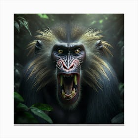 Baboon In The Jungle 1 Canvas Print