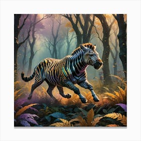 Zebra In The Forest Canvas Print