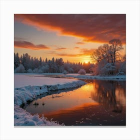 Sunset Over The River 1 Canvas Print