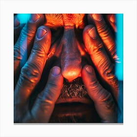 Man With His Hands On His Face Canvas Print